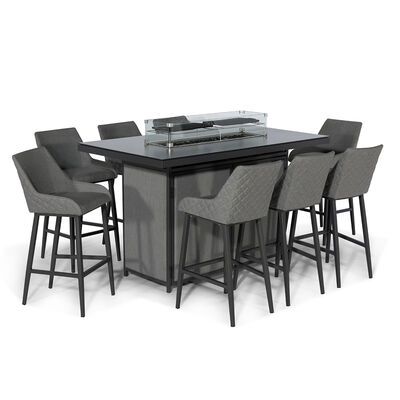 Maze - Outdoor Fabric Regal 8 Seat Rectangular Bar Set with Fire Pit Table - Flanelle product image