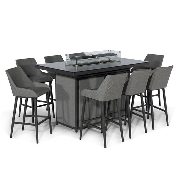 Maze - Outdoor Fabric Regal 8 Seat Rectangular Bar Set with Fire Pit Table - Flanelle product image