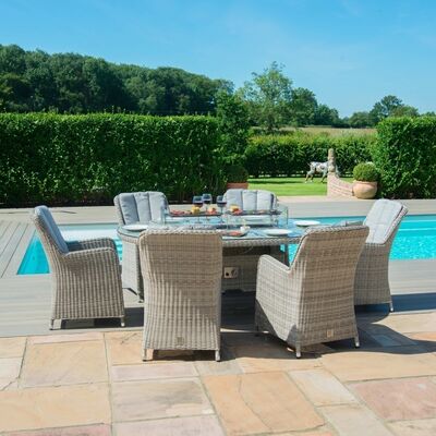 Maze - Oxford Venice 6 Seat Oval Rattan Fire Pit Dining Set product image