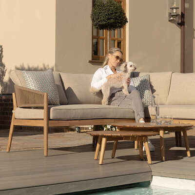 Maze - Porto Rope Weave Corner Sofa Set with Pair of Round Coffee Tables product image