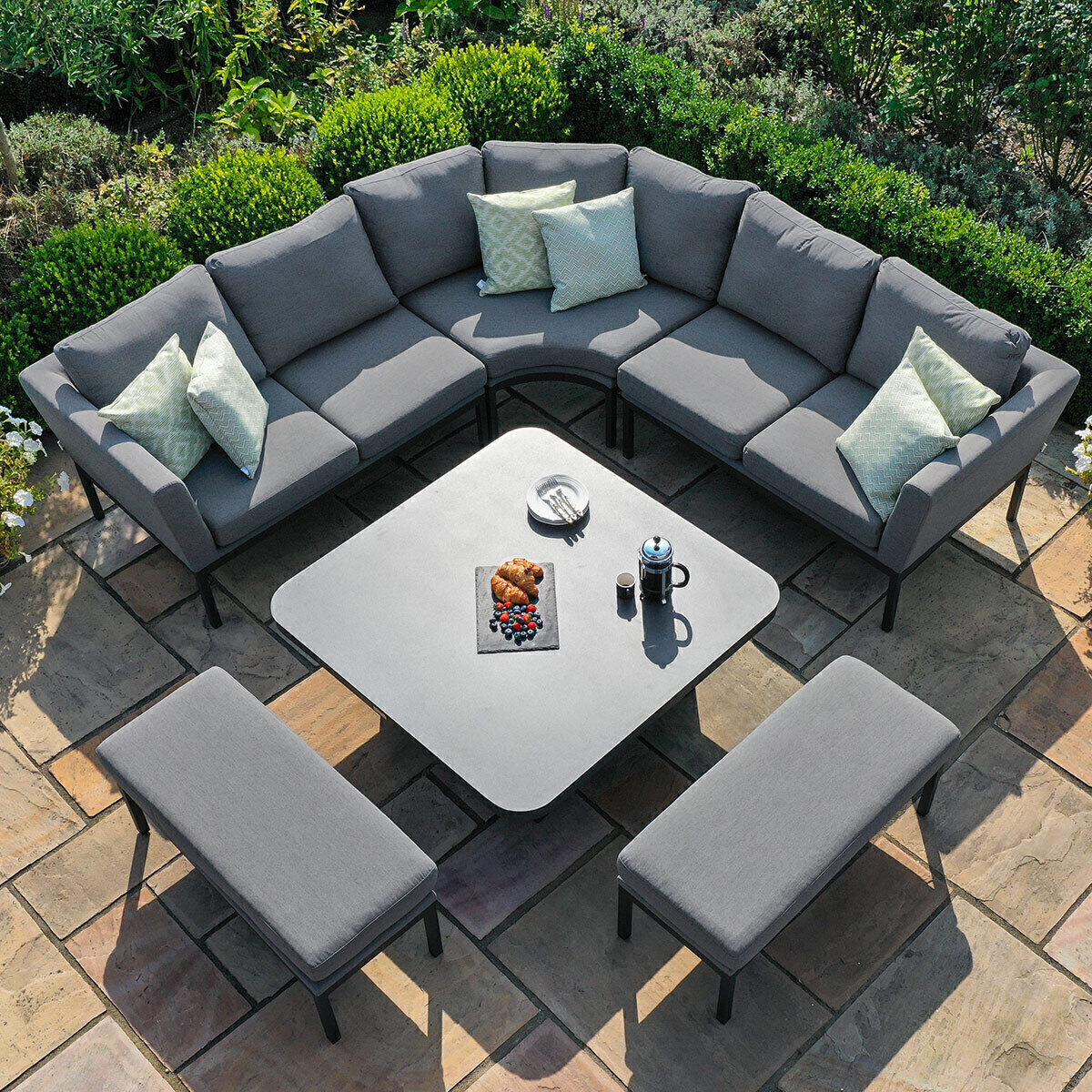 Maze - Outdoor Fabric Pulse Deluxe Square Corner Dining Set with Rising Table - Flanelle product image