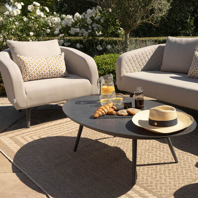 Maze - Outdoor Fabric Ambition 3 Seat Sofa Set with Oval Coffee Table - Oatmeal product image