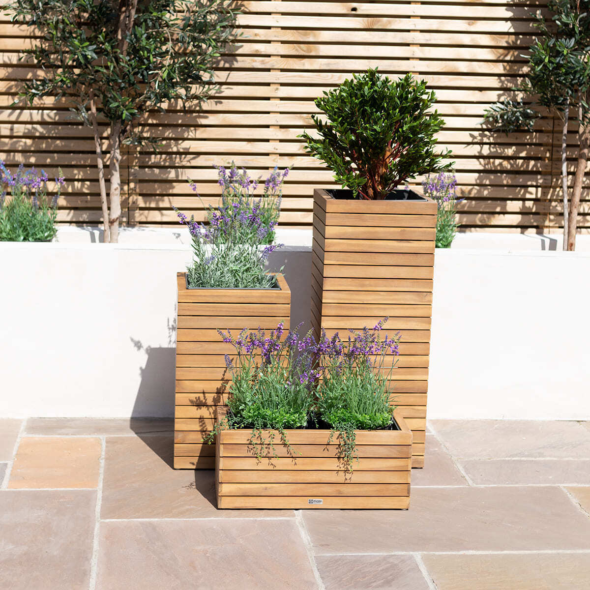 Maze - Bali Small Planter with Metal Liner - Acacia Wood product image