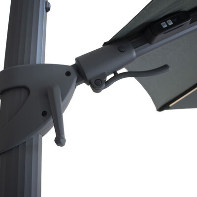 Maze - Aramis Solar LED 3.5m Round Rotating Cantilever Parasol with Base - Oil Green product image