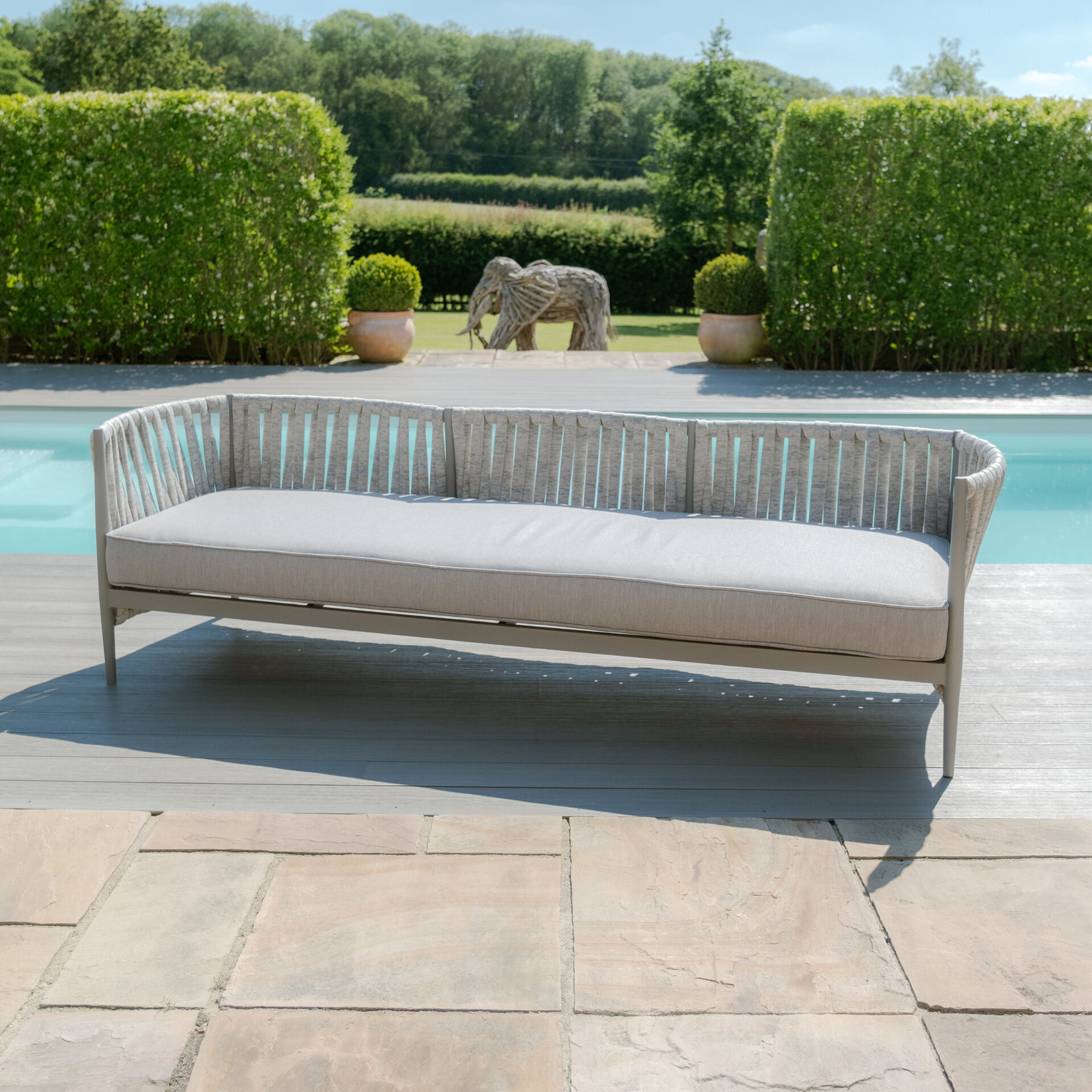 Maze - Milan Rope Weave 3 Seat Sofa Set with Rectangular Coffee Table - Cool Linen product image