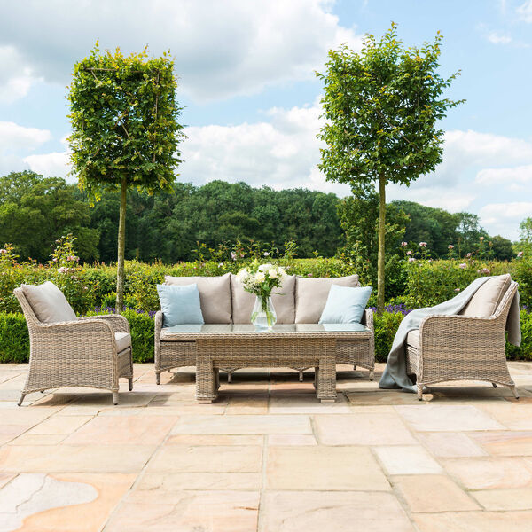 Maze - Cotswold 3 Seat Sofa Rattan Dining Set with Rising Table & Footstools product image