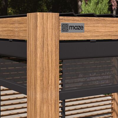 Maze - 4m x 4m Como Pergola with 3 Drop Sides & 4m Wood Effect Louvre Wall - Grey product image