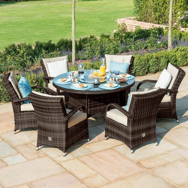 Maze - Texas 6 Seat Round Rattan Dining Set with Ice Bucket & Lazy Susan - Brown product image