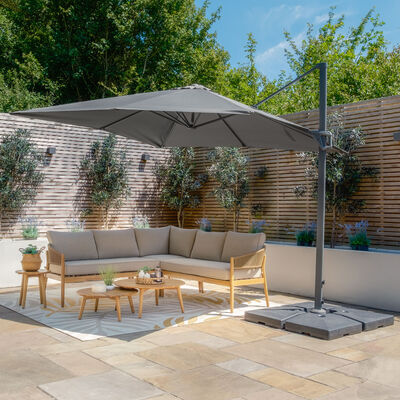 Maze - Helios 3m x 3m Square Rotating Cantilever Parasol with Base - Charcoal Grey product image