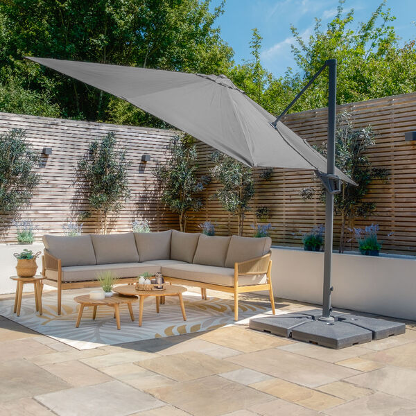 Maze - Helios 3m x 3m Square Rotating Cantilever Parasol with Base - Charcoal Grey product image