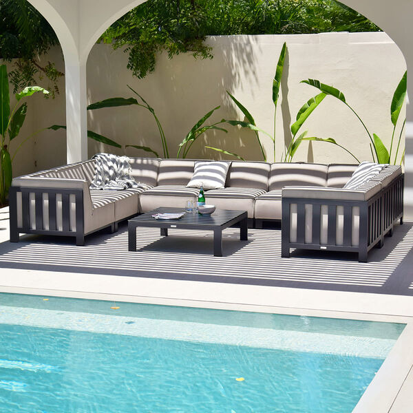 Maze - Outdoor Fabric Ibiza U Shape Sofa Set with Square Coffee Table - Oatmeal product image