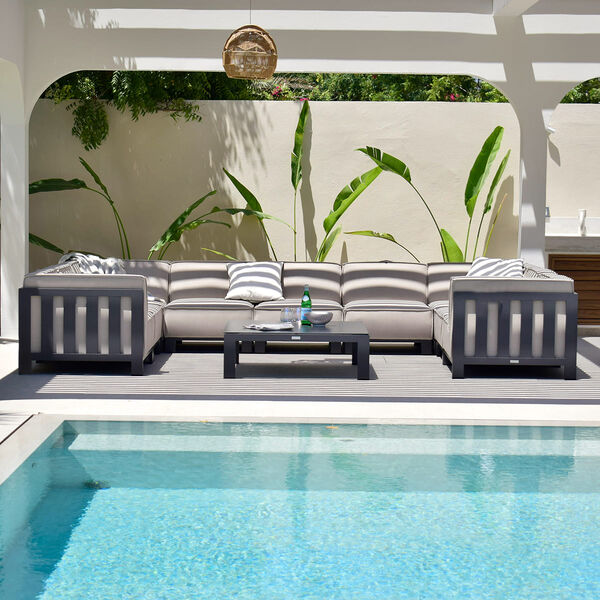 Maze - Outdoor Fabric Ibiza U Shape Sofa Set with Square Coffee Table - Oatmeal product image