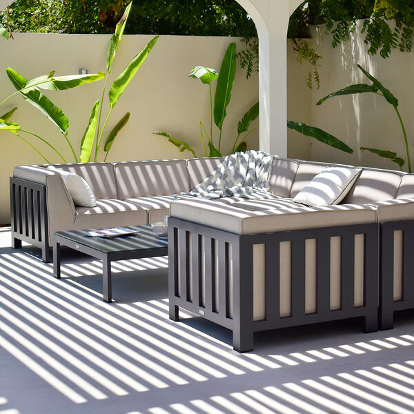 Maze - Outdoor Fabric Ibiza U Shape Sofa Set with Square Coffee Table - Oatmeal product image