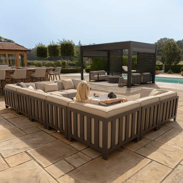 Maze - Outdoor Fabric Ibiza U Shape Sofa Set with Square Coffee Table - Oatmeal product image