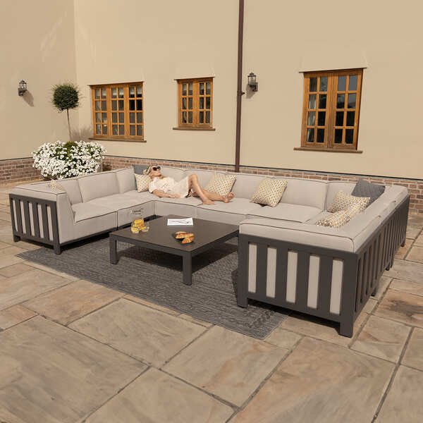 Maze - Outdoor Fabric Ibiza U Shape Sofa Set with Square Coffee Table - Oatmeal product image