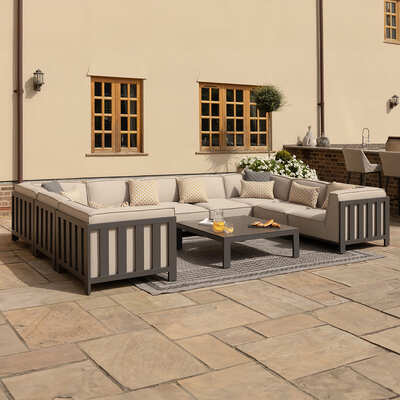 Maze - Outdoor Fabric Ibiza U Shape Sofa Set with Square Coffee Table - Oatmeal product image
