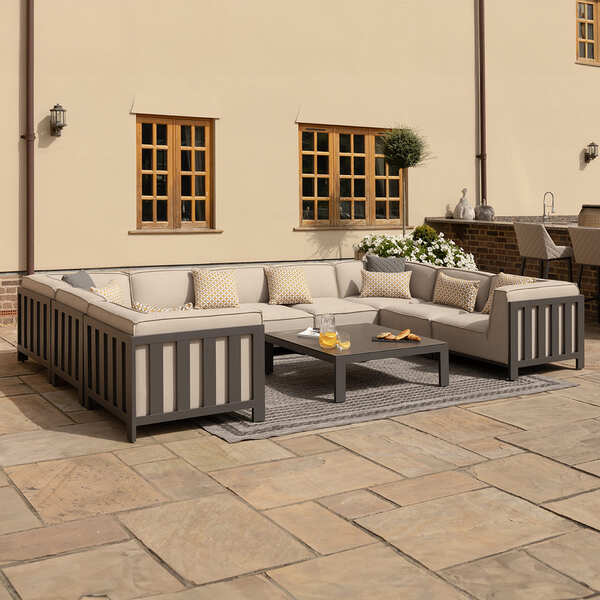 Maze - Outdoor Fabric Ibiza U Shape Sofa Set with Square Coffee Table - Oatmeal product image
