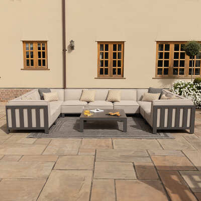 Maze - Outdoor Fabric Ibiza U Shape Sofa Set with Square Coffee Table - Oatmeal product image