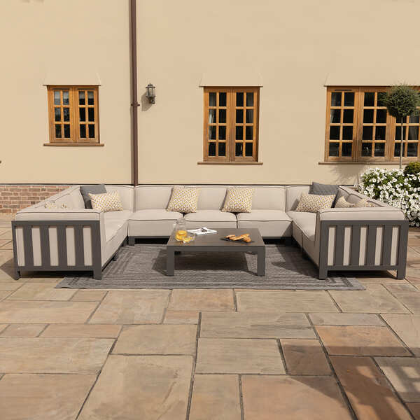 Maze - Outdoor Fabric Ibiza U Shape Sofa Set with Square Coffee Table - Oatmeal product image