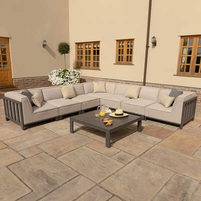 Maze - Outdoor Fabric Ibiza Large Corner Sofa Set with Square Coffee Table - Oatmeal product image