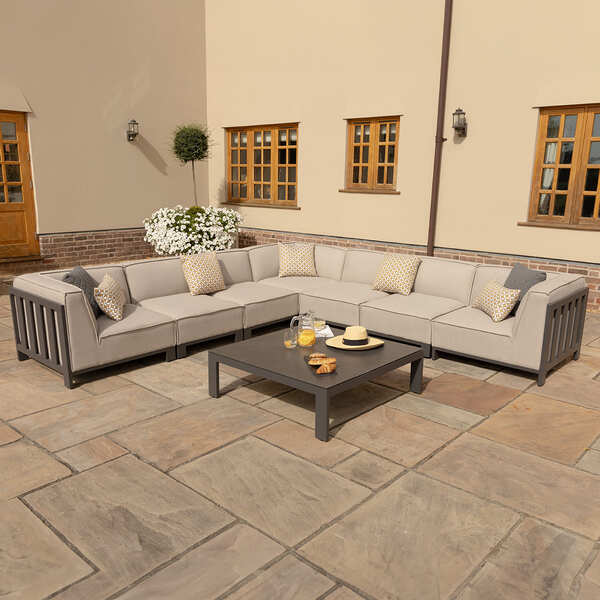 Maze - Outdoor Fabric Ibiza Large Corner Sofa Set with Square Coffee Table - Oatmeal product image