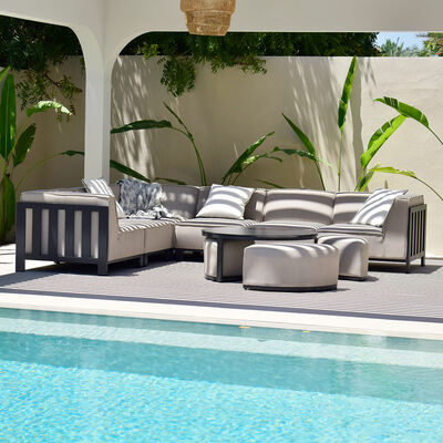 Maze - Outdoor Fabric Ibiza Medium Corner Sofa Set with Round Coffee Table & 3 Footstools - Oatmeal product image