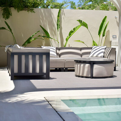 Maze - Outdoor Fabric Ibiza Medium Corner Sofa Set with Round Coffee Table & 3 Footstools - Oatmeal product image