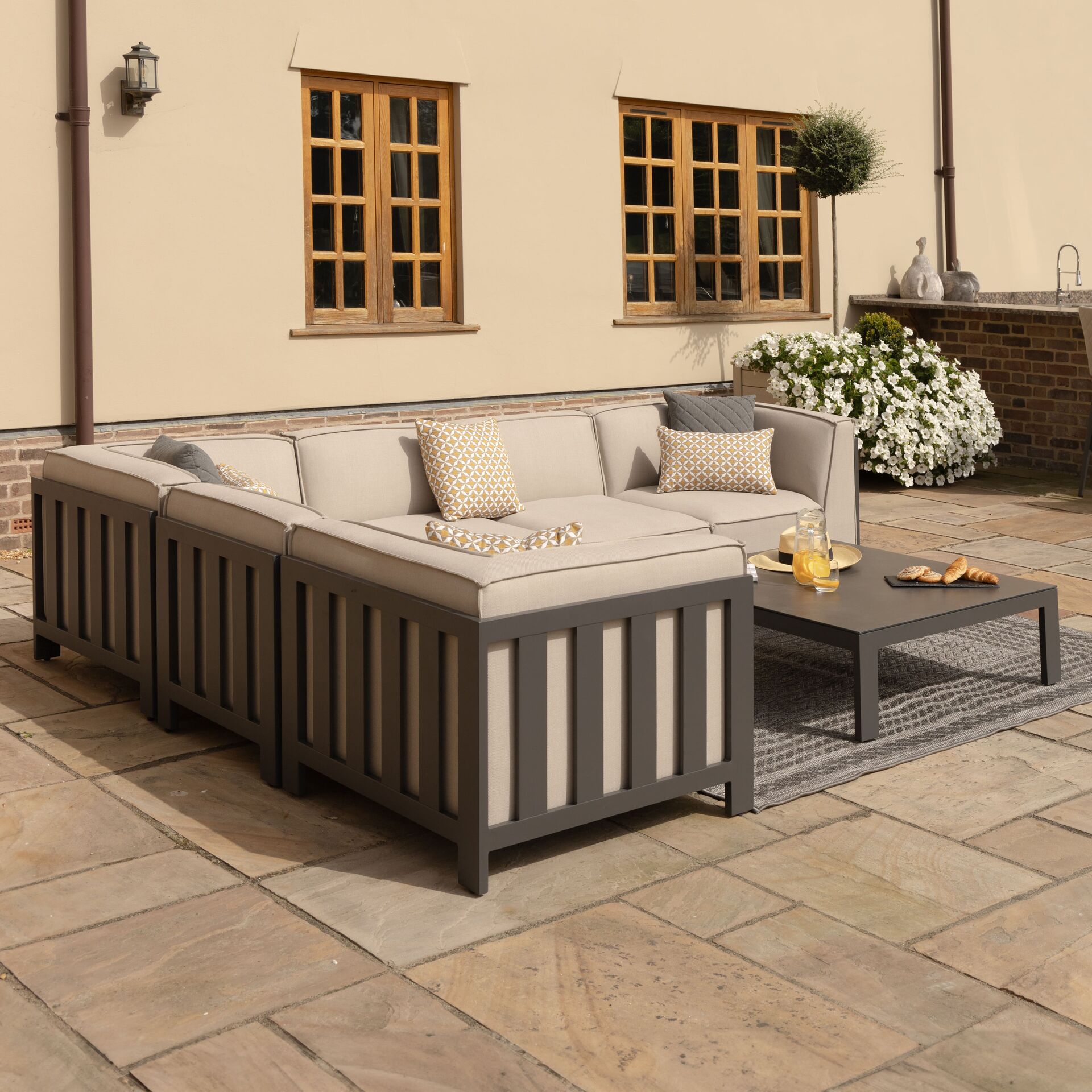 Maze - Outdoor Fabric Ibiza Medium Corner Sofa Set with Square Coffee Table - Oatmeal product image