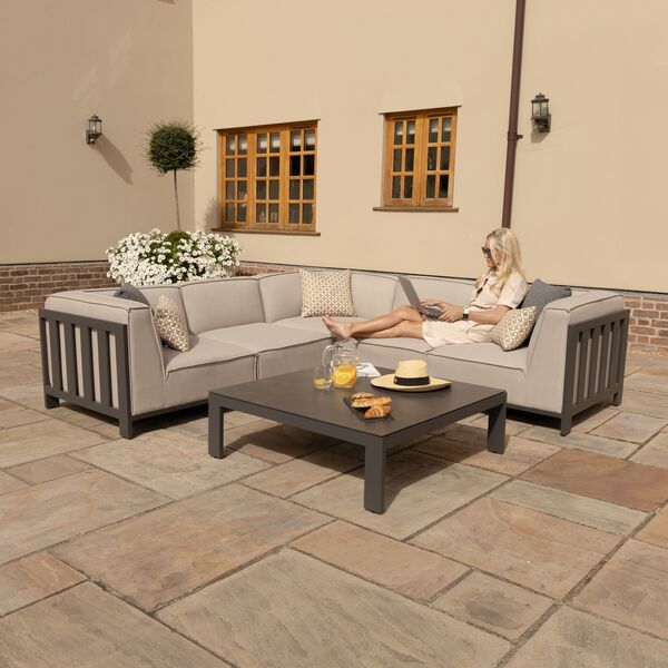 Maze - Outdoor Fabric Ibiza Small Corner Sofa Set with Square Coffee Table - Oatmeal product image