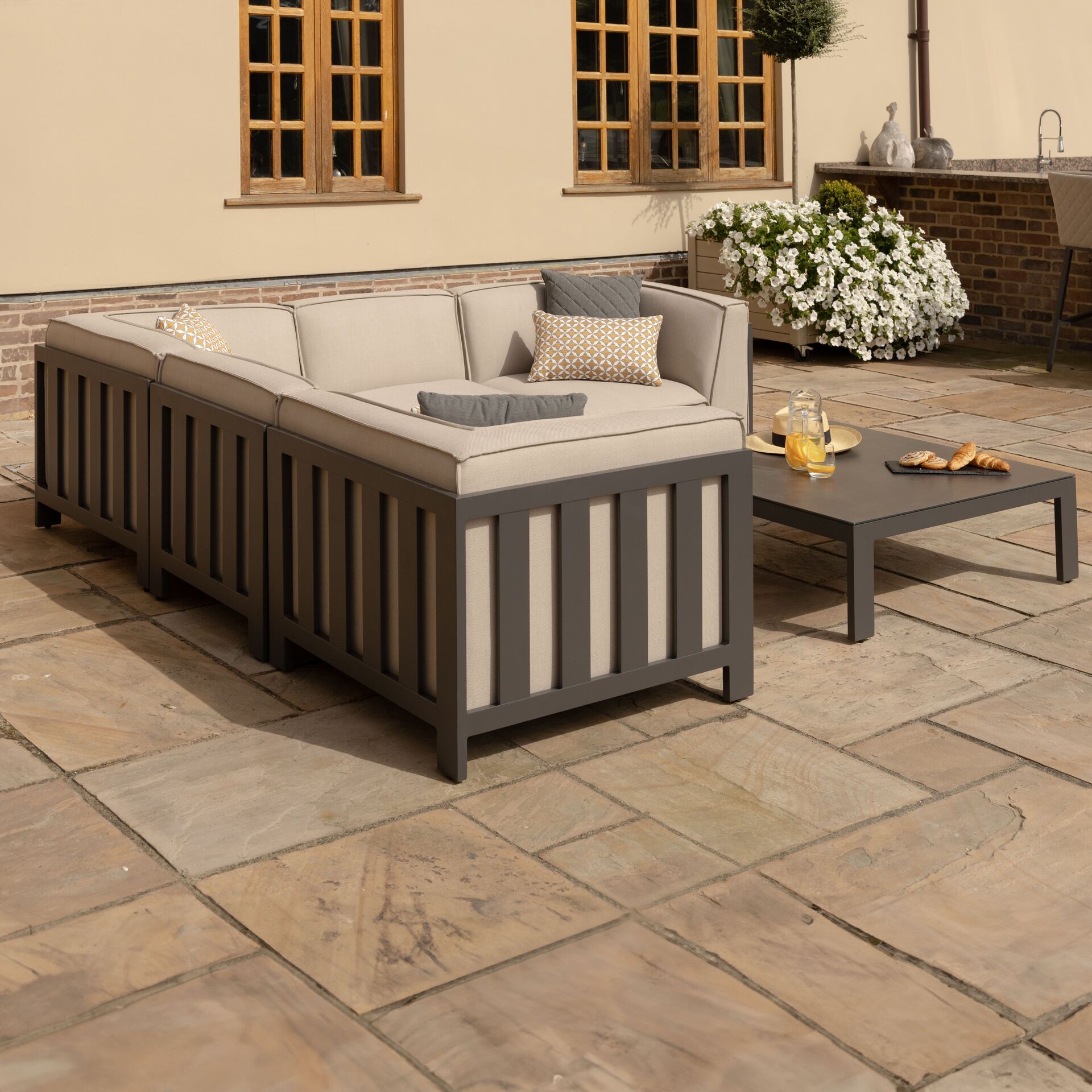 Maze - Outdoor Fabric Ibiza Small Corner Sofa Set with Square Coffee Table - Oatmeal product image