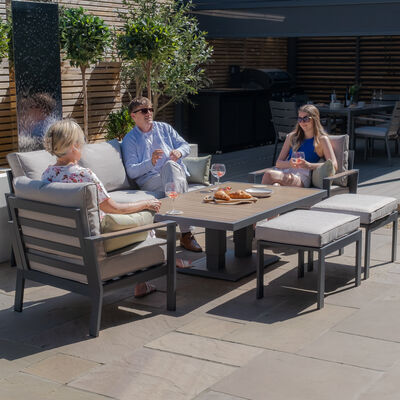 Maze - Vancouver 3 Seat Aluminium Sofa Set with Rising Table & 2 Stools - Dove Grey product image