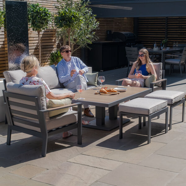 Maze - Vancouver 3 Seat Aluminium Sofa Set with Rising Table & 2 Stools - Dove Grey product image