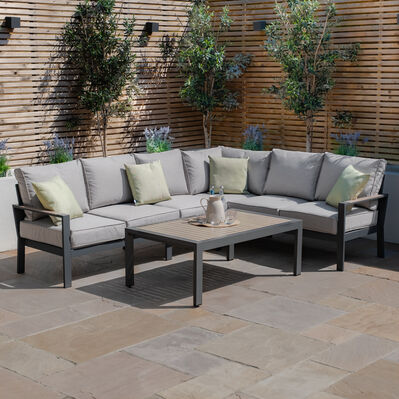 Maze - Vancouver Large Aluminium Corner Sofa Set with Rectangular Coffee Table - Dove Grey product image