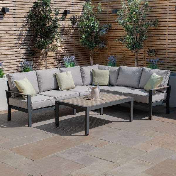 Maze - Vancouver Large Aluminium Corner Sofa Set with Rectangular Coffee Table - Dove Grey product image