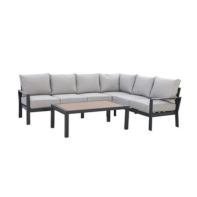 Maze - Vancouver Large Aluminium Corner Sofa Set with Rectangular Coffee Table - Dove Grey product image