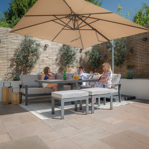 Maze - Vancouver Large Aluminium Corner Dining Set with Rectangular Rising Table & 2 Stools - Dove Grey product image