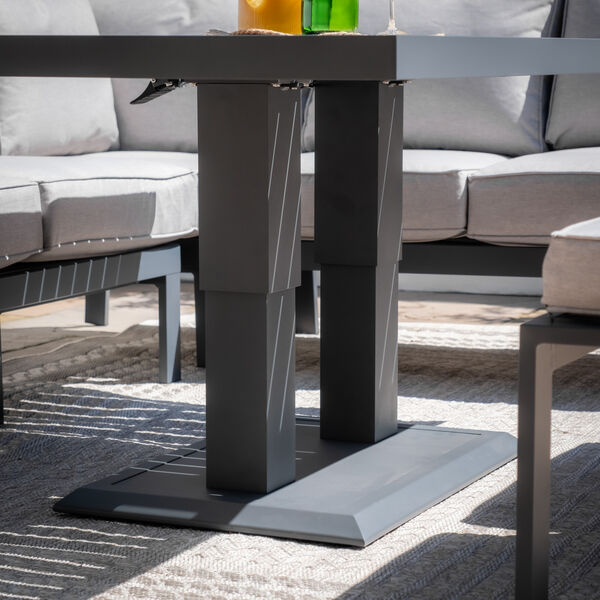 Maze - Vancouver Large Aluminium Corner Dining Set with Rectangular Rising Table & 2 Stools - Dove Grey product image