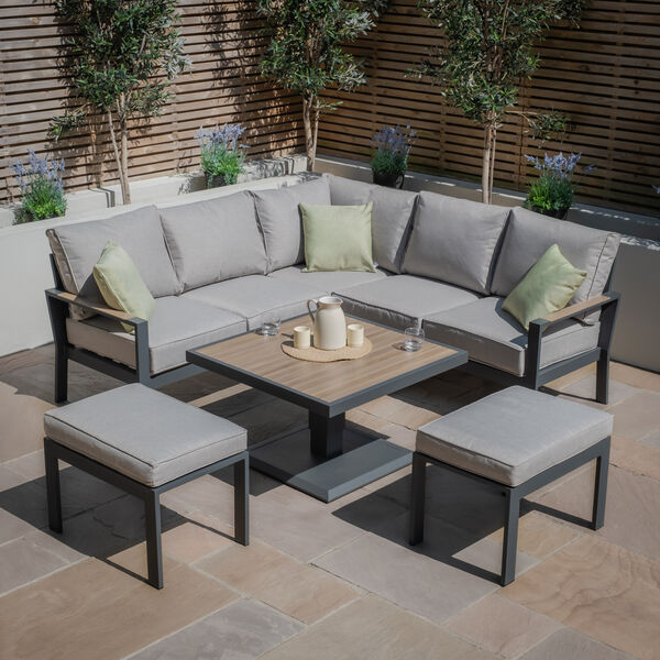 Maze - Vancouver Small Aluminium Sofa Dining Set with Square Rising Table & 2 Stools - Dove Grey product image