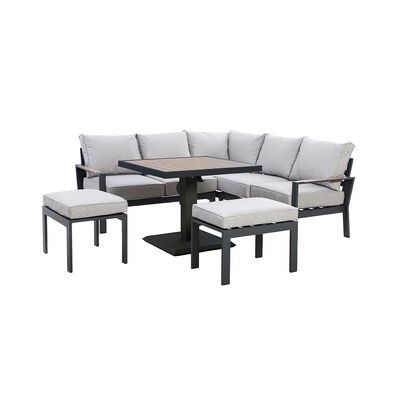 Maze - Vancouver Small Aluminium Sofa Dining Set with Square Rising Table & 2 Stools - Dove Grey product image