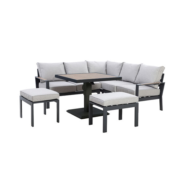 Maze - Vancouver Small Aluminium Sofa Dining Set with Square Rising Table & 2 Stools - Dove Grey product image