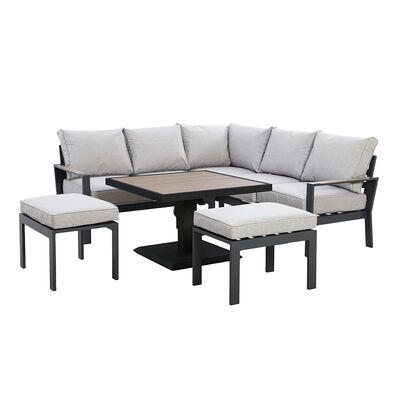 Maze - Vancouver Small Aluminium Sofa Dining Set with Square Rising Table & 2 Stools - Dove Grey product image