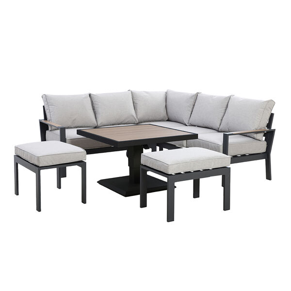 Maze - Vancouver Small Aluminium Sofa Dining Set with Square Rising Table & 2 Stools - Dove Grey product image
