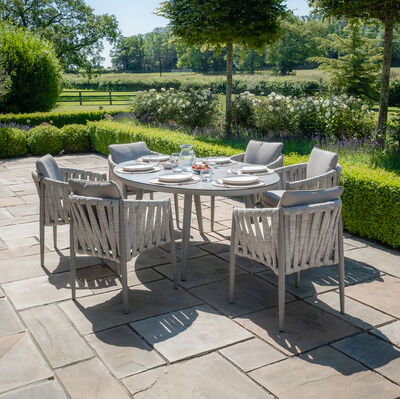 Maze - Milan Rope Weave 6 Seat Oval Dining Set with Lazy Susan - Cool Linen product image