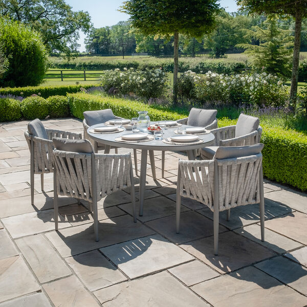 Maze - Milan Rope Weave 6 Seat Oval Dining Set with Lazy Susan - Cool Linen product image