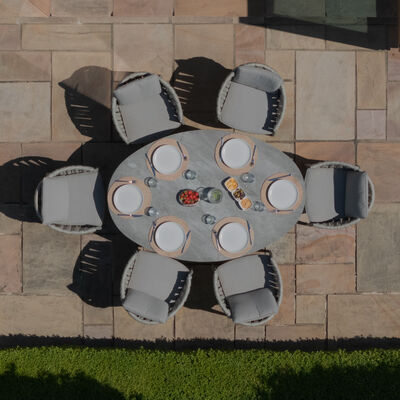 Maze - Milan Rope Weave 6 Seat Oval Dining Set with Lazy Susan - Cool Linen product image