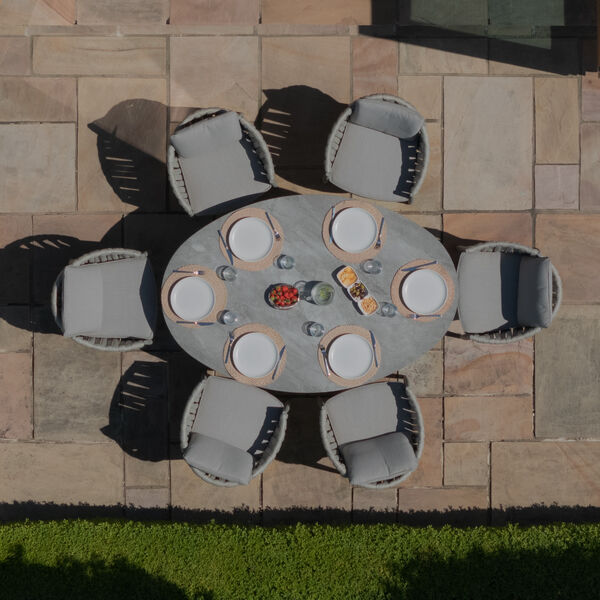 Maze - Milan Rope Weave 6 Seat Oval Dining Set with Lazy Susan - Cool Linen product image