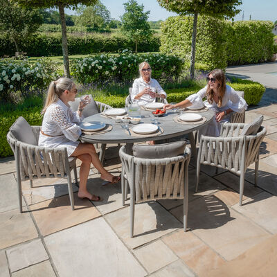 Maze - Milan Rope Weave 6 Seat Oval Dining Set with Lazy Susan - Cool Linen product image