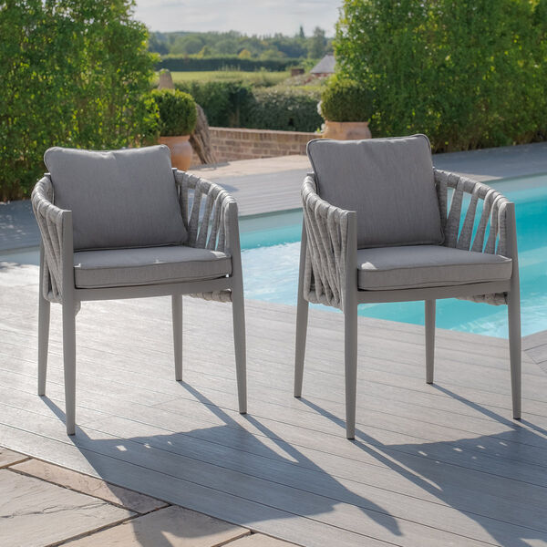 Maze - Milan Rope Weave Pair of Dining Chairs - Cool Linen