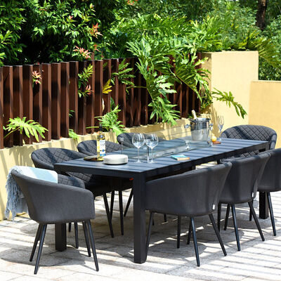 Maze - Outdoor Fabric Ambition 8 Seat Rectangular Dining Set with Fire Pit Table - Charcoal product image