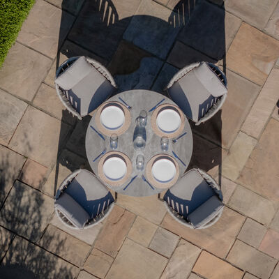 Maze - Milan Rope Weave 4 Seat Round Dining Set with Lazy Susan - Cool Linen product image